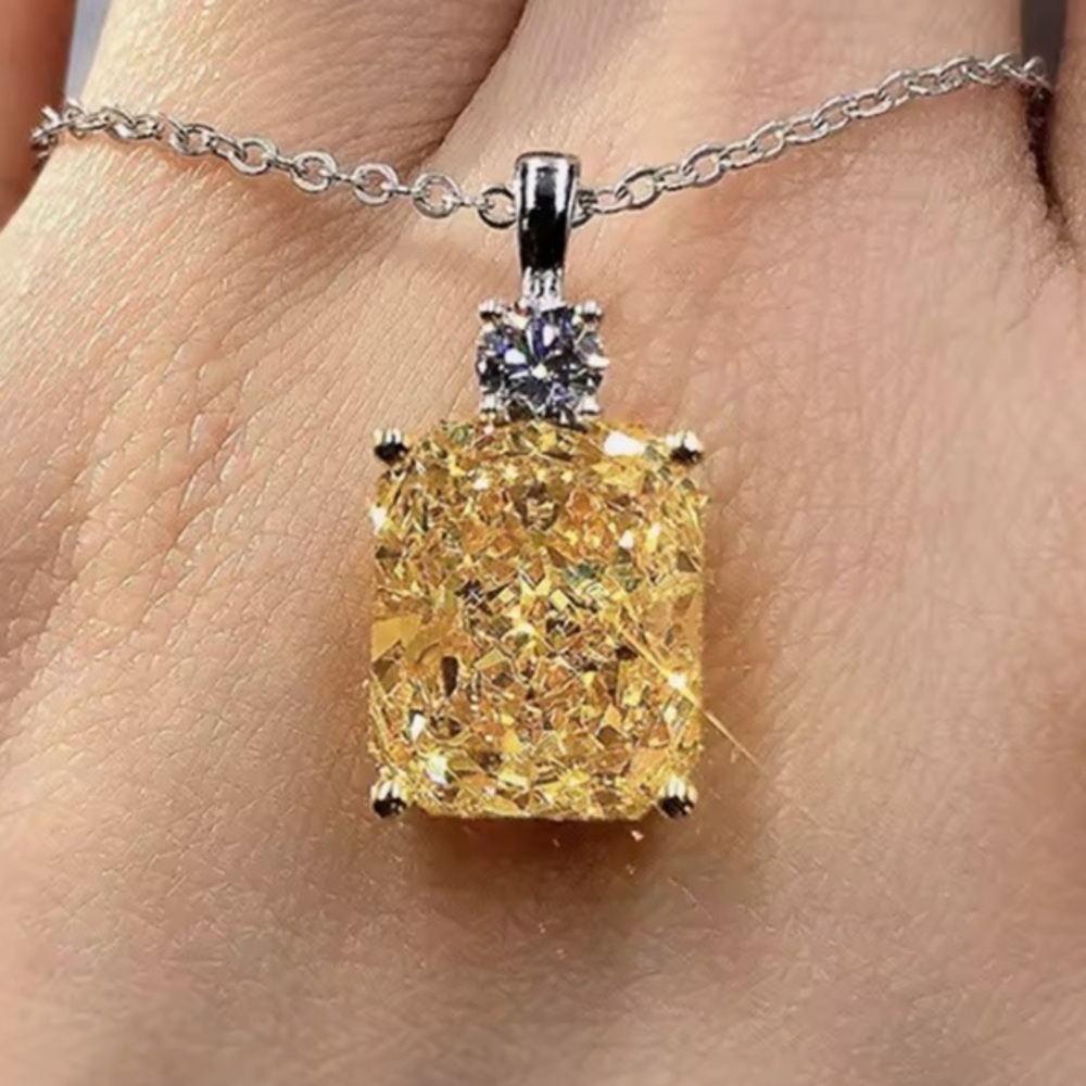 New Large Citrine Yellow Stone Necklace​